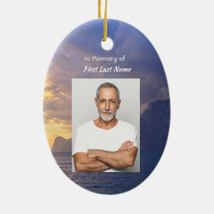 Ornamento De Cerâmica Christian Memorial Keepsasaem Sea Sky Cloud