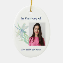 Ornamento De Cerâmica Christian Memorial Keepsasaur Dragonfly Watercolor