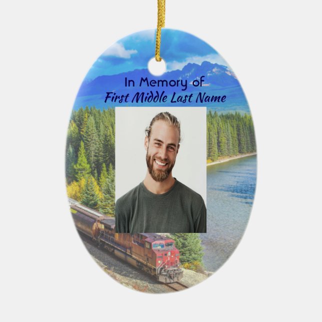 Ornamento De Cerâmica Christian Memorial Train Rail Tram Railway (Frente)