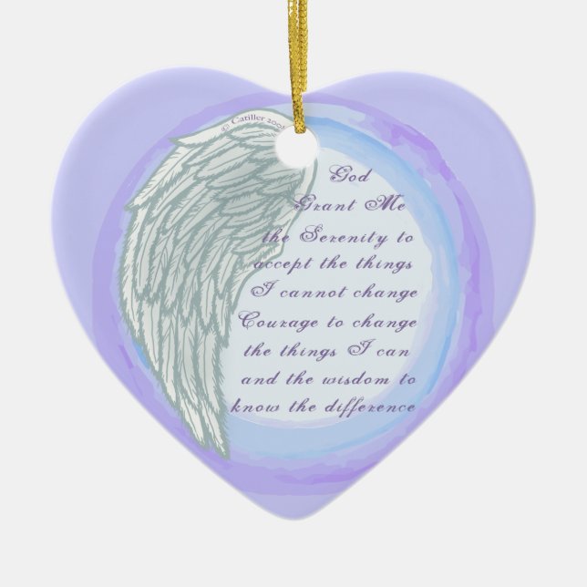 Ornamento De Cerâmica Christian Serenity Prayer Wing (Frente)