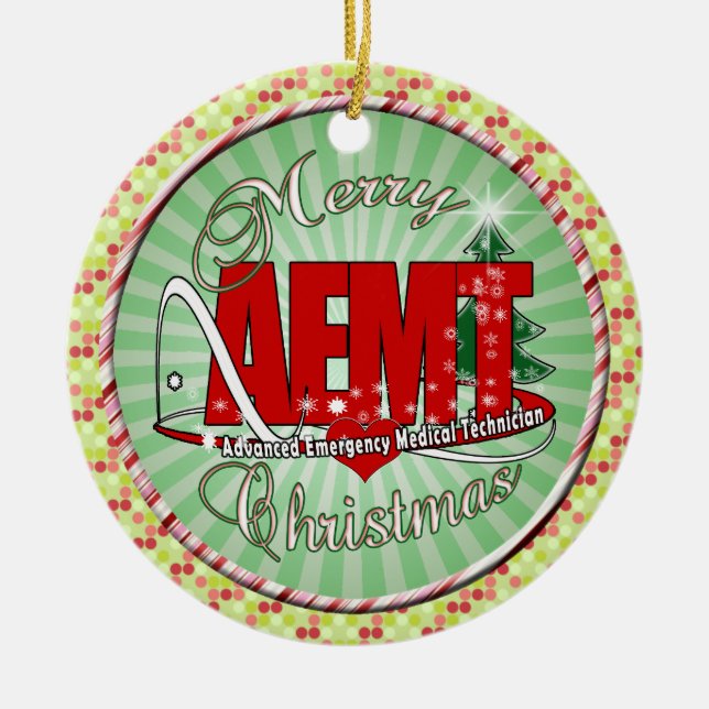 Ornamento De Cerâmica CHRISTMAS AEMT Advanced Emergency Medical Tech (Frente)