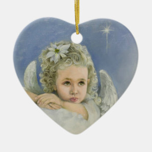 Ornamento De Cerâmica Christmas Angel Heart