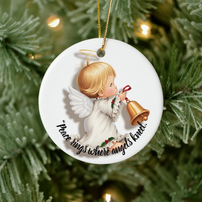 Ornamento De Cerâmica Christmas Angel Ornament with a Bell (Árvore)