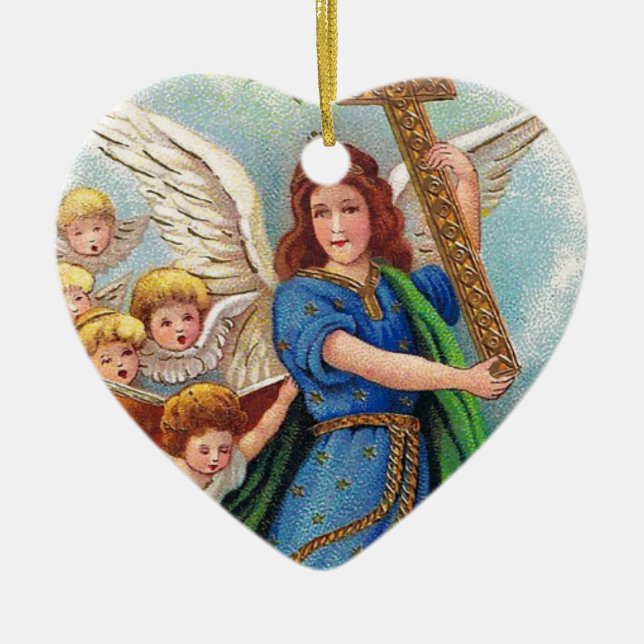 Ornamento De Cerâmica Christmas_angel_with_cross_1914.jpg (Frente)