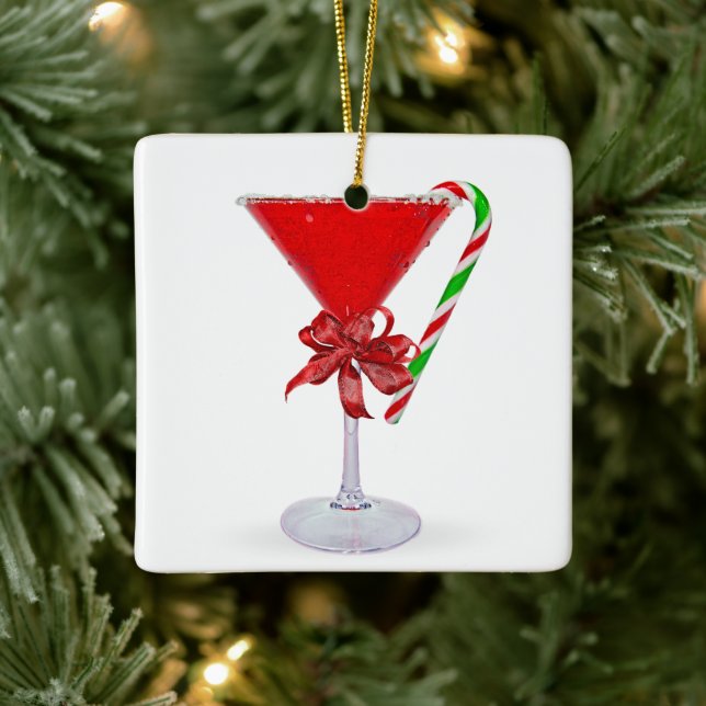 Ornamento De Cerâmica Christmas Bow On  Martini Cocktail (Árvore)