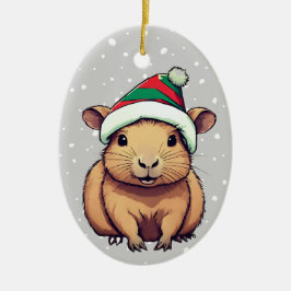 Ornamento De Cerâmica Christmas Capybara