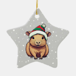 Ornamento De Cerâmica Christmas Capybara
