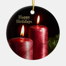 Ornamento De Cerâmica Christmas Celebration Red Candles Winter Holidays
