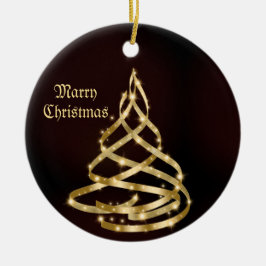 Ornamento De Cerâmica Christmas Celebration Shiny Golden Ribbon Tree