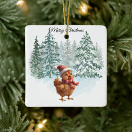 Ornamento De Cerâmica Christmas Chicken Ornament