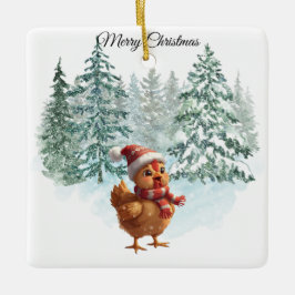 Ornamento De Cerâmica Christmas Chicken Ornament