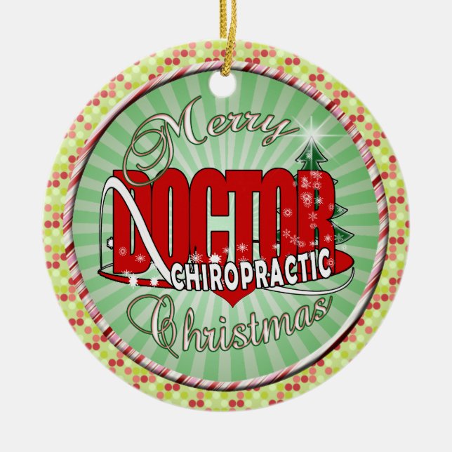 ORNAMENTO DE CERÂMICA CHRISTMAS CIROPRÁTICO MÉDICO (Frente)