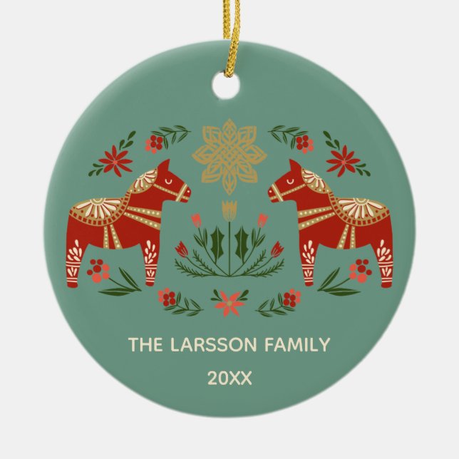 Ornamento De Cerâmica Christmas Dala Horse (Frente)