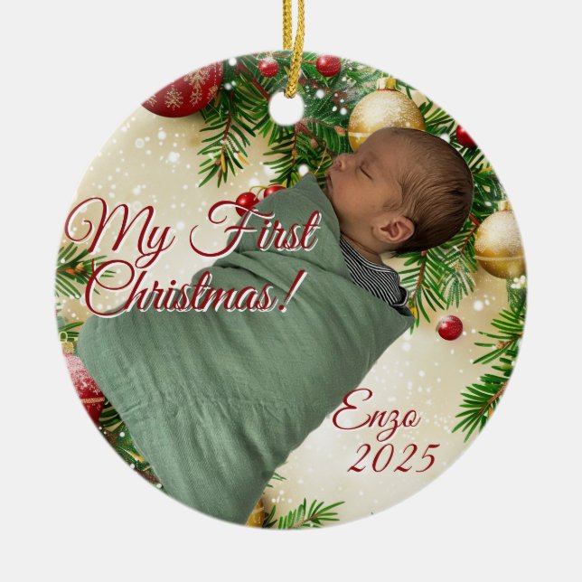 Ornamento De Cerâmica Christmas Design (Frente)