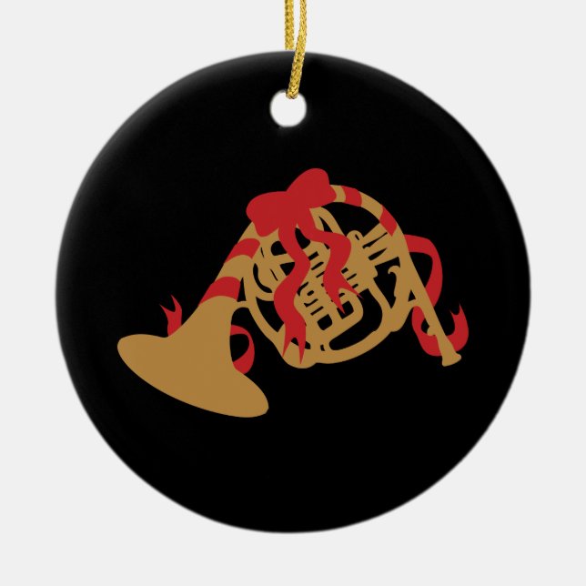 Ornamento De Cerâmica Christmas French Horn (Frente)
