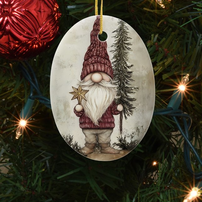 Ornamento De Cerâmica Christmas Gnome for the Holidays (Criador carregado)