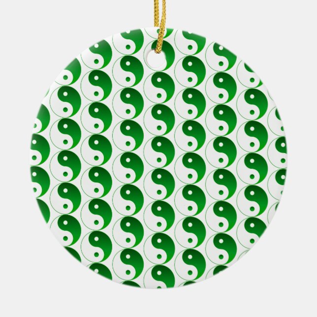 Ornamento De Cerâmica Christmas Green Yin & Yang Pattern (Frente)