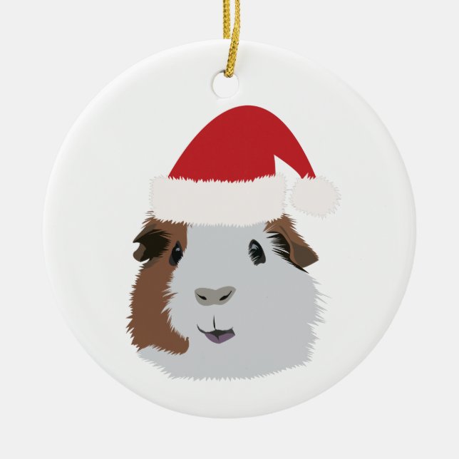 Ornamento De Cerâmica Christmas Guinea Pig (Frente)