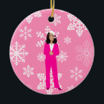 Ornamento De Cerâmica christmas kamala harris santa icy pink<br><div class="desc">"christmas kamala harris santa pink", "kamala harris christmas",  "vice president kamala harris", "vice president harris", "president kamala harris", "kamala harris", "ugly christmas" , "ugly xmas" , "funny christmas", christmas</div>