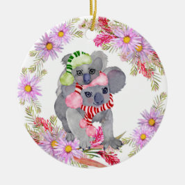 Ornamento De Cerâmica Christmas Koala Botanicals