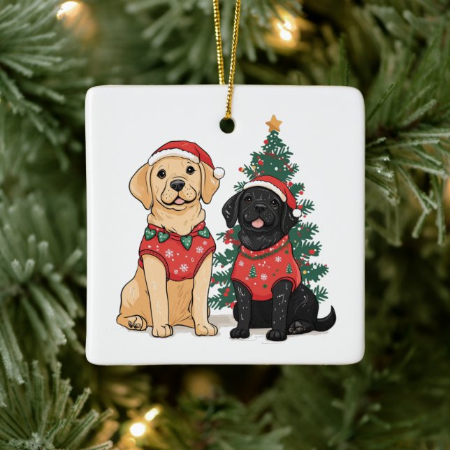 Ornamento De Cerâmica Christmas Labrador Retriever Dogs (Árvore)