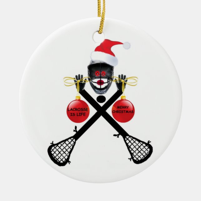 Ornamento De Cerâmica Christmas Lacrosse (Frente)