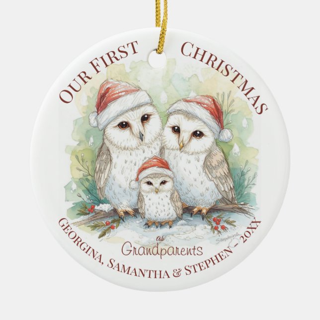 Ornamento De Cerâmica Christmas Ornament - First Christmas Grandparents (Frente)