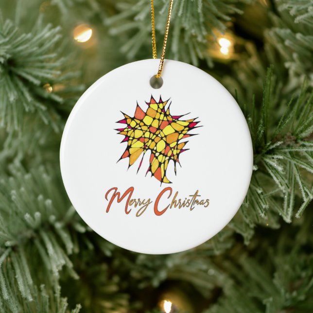 Ornamento De Cerâmica Christmas Ornament with Star Graphic (Árvore)