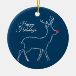 Ornamento De Cerâmica Christmas Party Reindeer Blue Sky Rustic Elegant