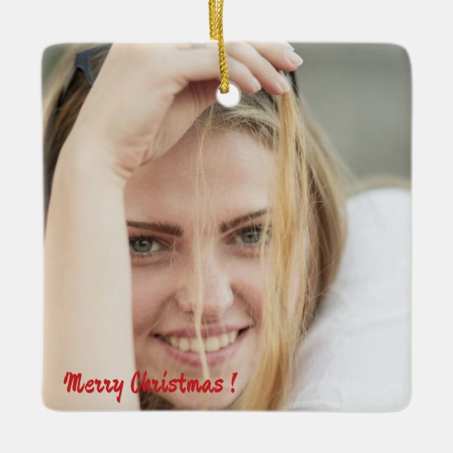 Ornamento De Cerâmica Christmas patchwork pattern photo (Frente)