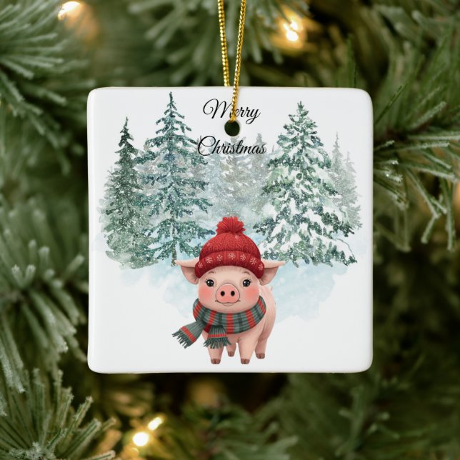 Ornamento De Cerâmica Christmas Pig Ornament (Árvore)