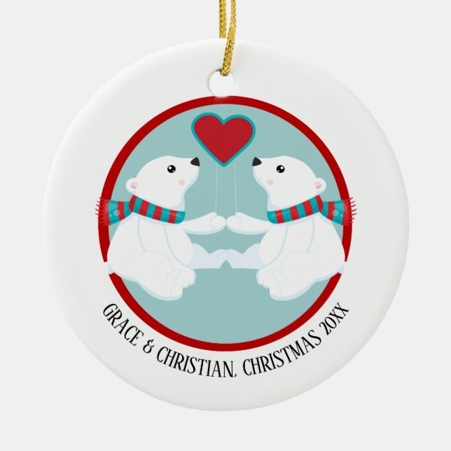 Ornamento De Cerâmica Christmas Polar Bear Personalized (Frente)