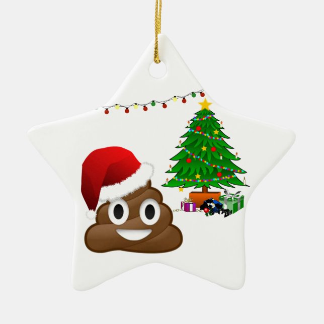 Ornamento De Cerâmica christmas poo emoji (Frente)