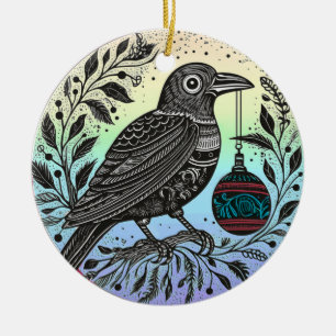 Ornamento De Cerâmica Christmas Raven