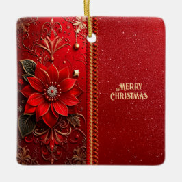 Ornamento De Cerâmica Christmas Red Flower Holiday Ornament