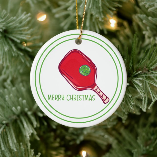 Ornamento De Cerâmica Christmas Red Pickleball Paddle Design Festive (Árvore)