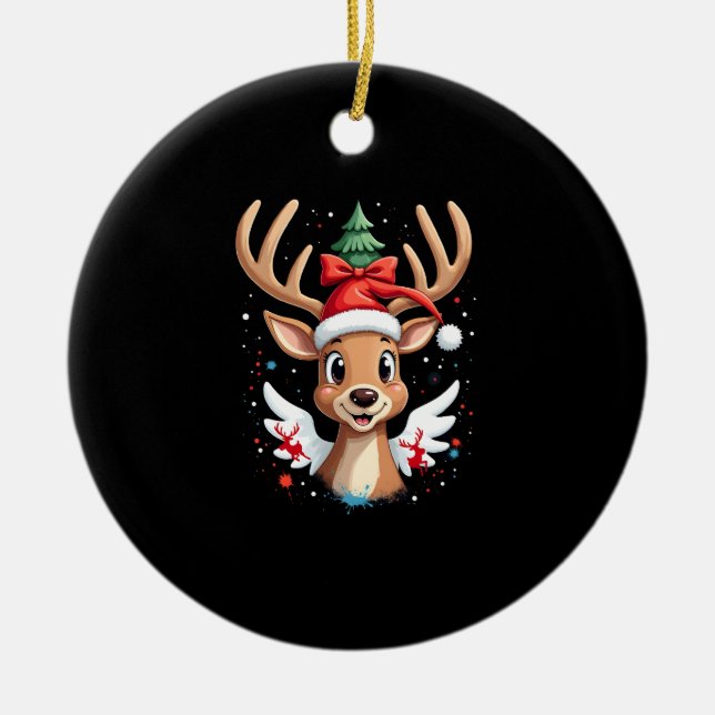 Ornamento De Cerâmica christmas Reindeer (4) (Frente)