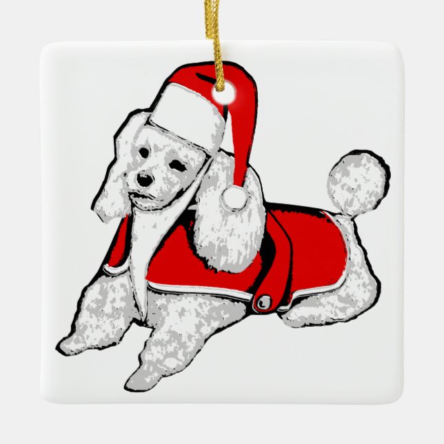 Ornamento De Cerâmica christmas santa claus poodle (Frente)