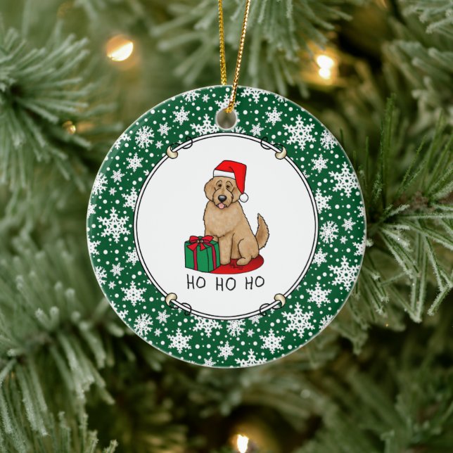Ornamento De Cerâmica Christmas Santa Goldendoodle (golden red) Dog Cute (Árvore)