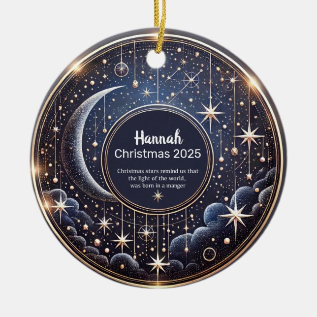 Ornamento De Cerâmica Christmas Stars Personalized  Ornament  (Frente)