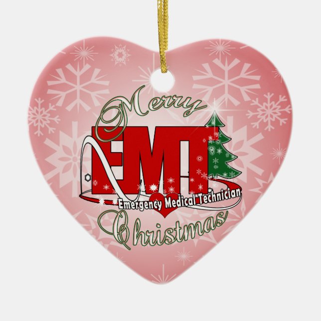 Ornamento De Cerâmica CHRISTMAS, Técnico Médico de Emergência EMT (Frente)