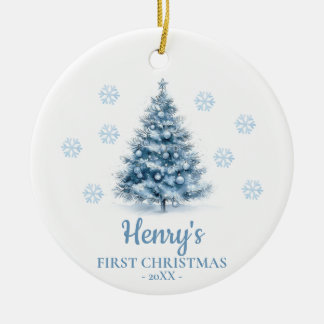 Ornamento De Cerâmica Christmas Tree Personalized Baby's First Christmas