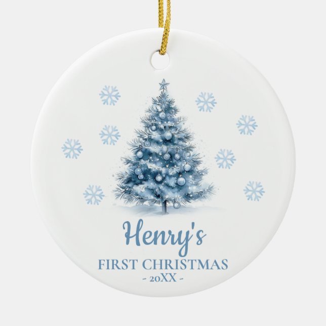 Ornamento De Cerâmica Christmas Tree Personalized Baby's First Christmas (Frente)