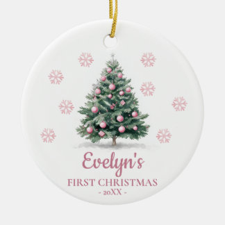 Ornamento De Cerâmica Christmas Tree Personalized Girl's First Christmas