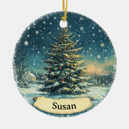 Ornamento De Cerâmica Christmas Tree Snow Ornament Vintage Style