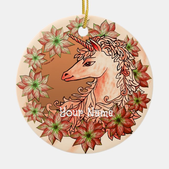 Ornamento De Cerâmica Christmas Unicorn ornament (Frente)