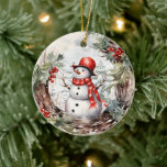 Ornamento De Cerâmica Christmas Winter Snowman<br><div class="desc">Christmas Winter Snowman</div>