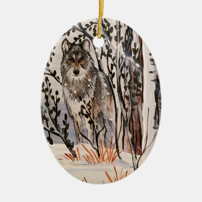 Ornamento De Cerâmica Christmas Wolf Ornament (Frente)
