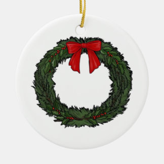 Ornamento De Cerâmica Christmas Wreath Classic