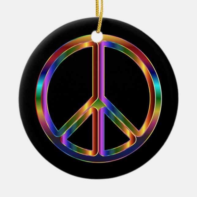 Ornamento De Cerâmica Chrome Peace Sign (Frente)